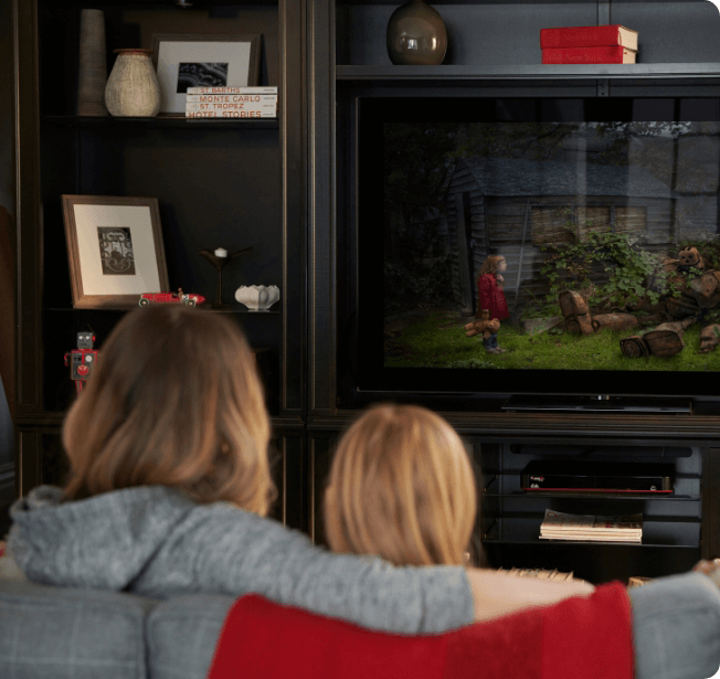 family watching tv